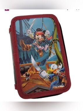 Disney Pirate Mickey & Donald Zip Pouch - Red Trim